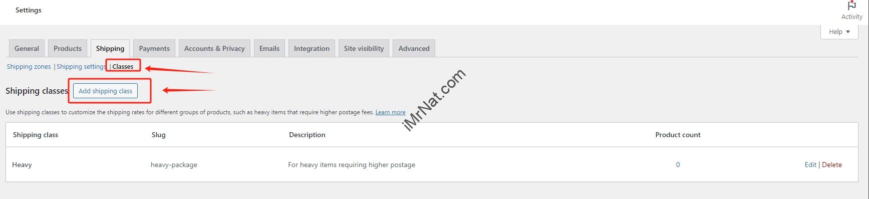 add shipping classes