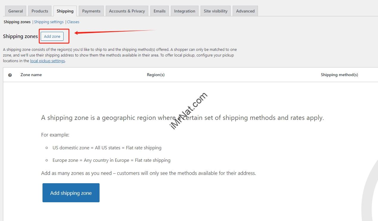 add shipping zone shipping setting