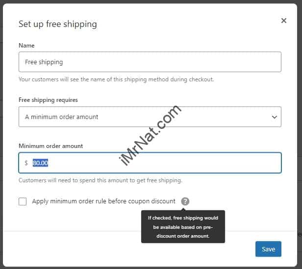 free shipping for 80 min order amount